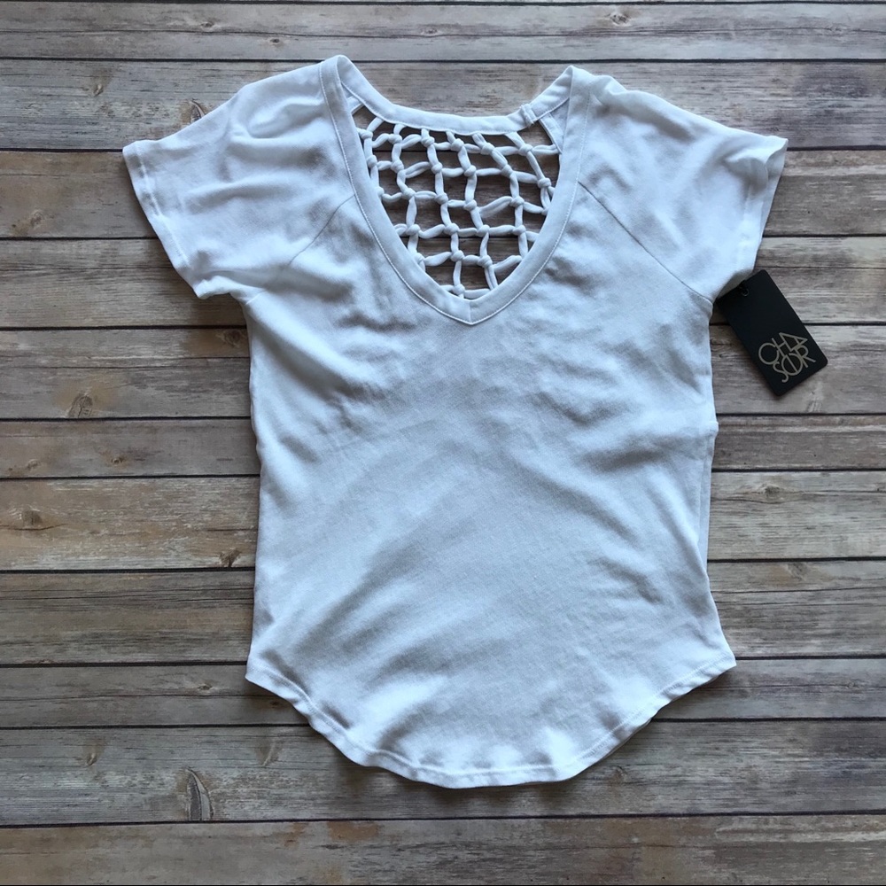 🛍Chaser Knot Back White Tee